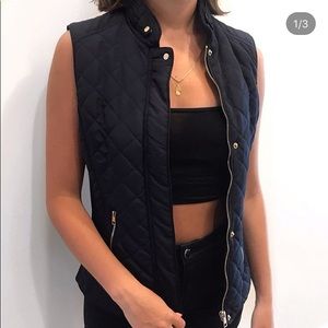 Zara patent blue vest